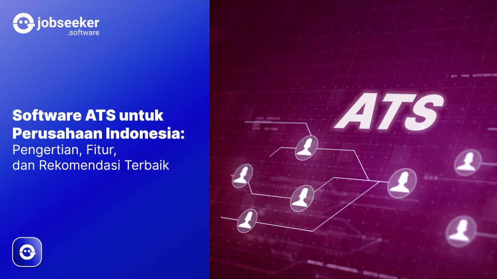 Featured image "Software ATS untuk Perusahaan Indonesia" dengan ilustrasi ikon kandidat dengan ATS.